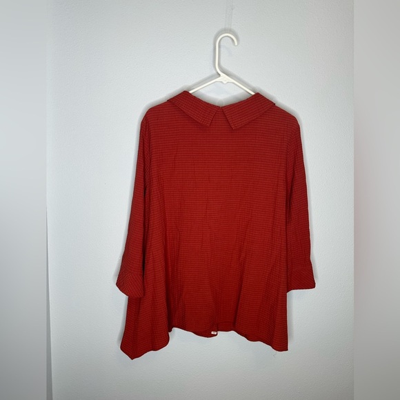 Niche Nilgun Derman Top Womens Size XL Lagenlook Crinkle Rust Orange - Picture 4 of 5